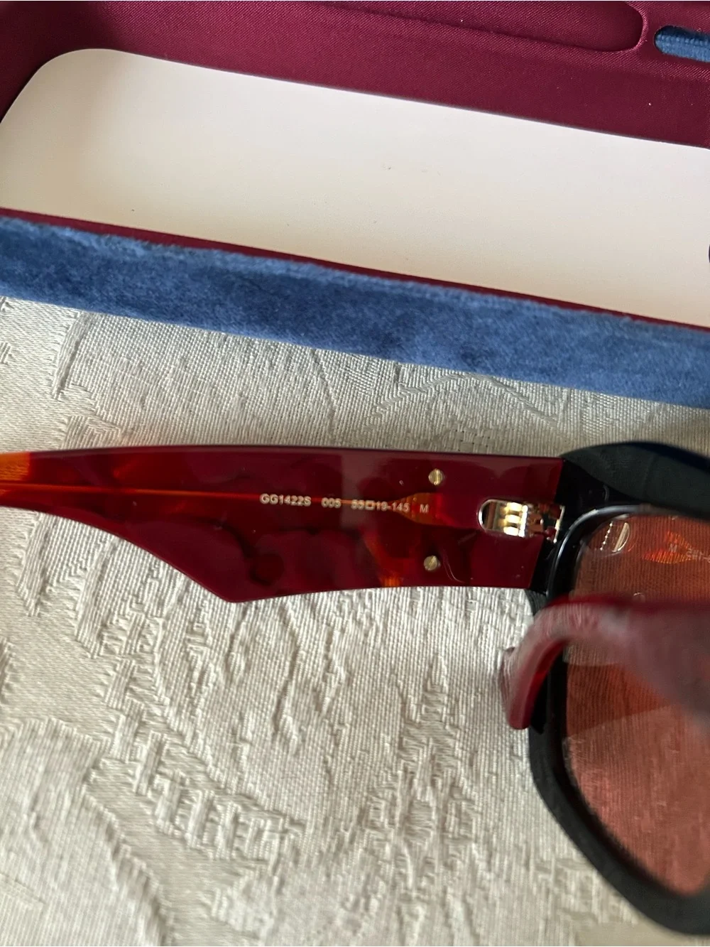 NEW Gucci GG1422S 005 Black Havana Rust Square Women Sunglasses GG 1422S